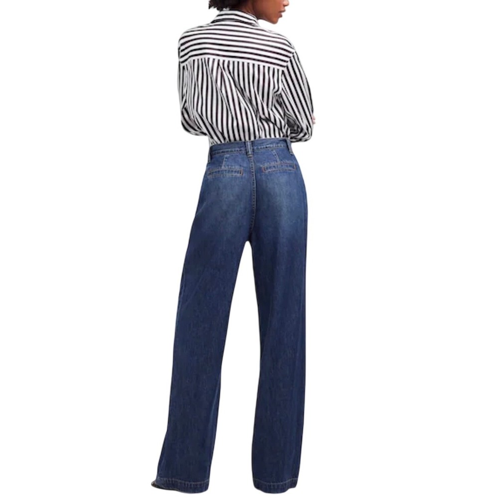 Madewell The Harlow Wide Leg Jean High Rise 30 Pleated Chic Preppy Minimalist